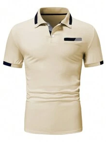 Manfinity Homme Men Contrast Trim Polo Shirt - Apricot - View 3