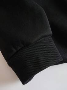 SHEIN EZwear Plus Size Casual Round Neck Sweatshirt With Printed Letter Designs - Black - View 3