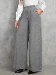 SHEIN Tall 女裝寬腿長褲 - 灰色 - 查看 3