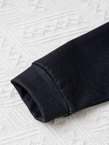 2 件套女婴趣味豹纹喇叭裤日常休闲甜美酷炫秋季服装 - 黑色 - 查看 7