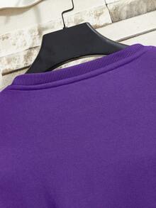 Sudadera Morada Con Letras Impresa Para Hombre - Morado - Ver 7