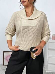 Celure Suéter Tipo Jersey Con Hombros Caídos Y Color Liso De Talla Grande