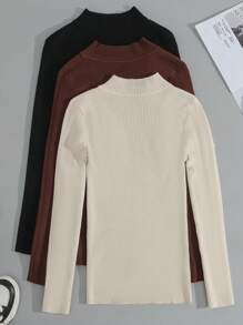 INAWLY Women's Solid Color Stand Collar Sweater,Long Sleeve Tops Knit Pullover Fall Winter Outfit