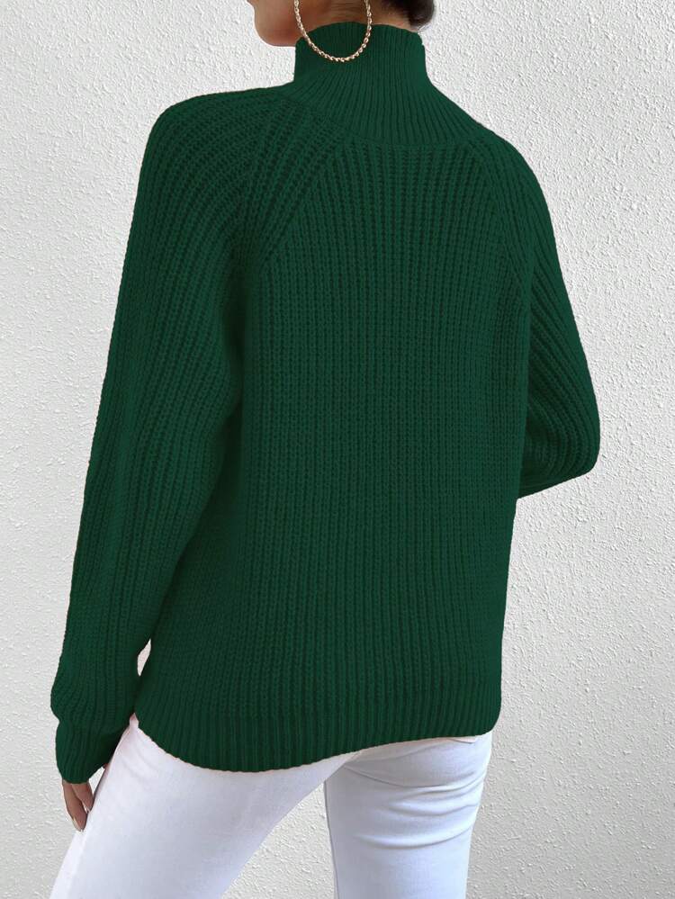 Women's Stand Collar Raglan Sleeve Pullover Sweater,Long Sleeve Tops Knit Pullover Fall Winter Sweater