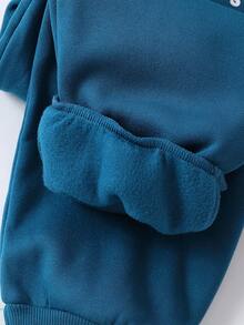 SHEIN 適合青少年男孩的運動/休閒/厚款針織保暖紗線長褲,適用於家居穿著