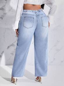 SHEIN SXY Hơn Rách Quần legging thẳng - Rửa nhẹ - Xem 2