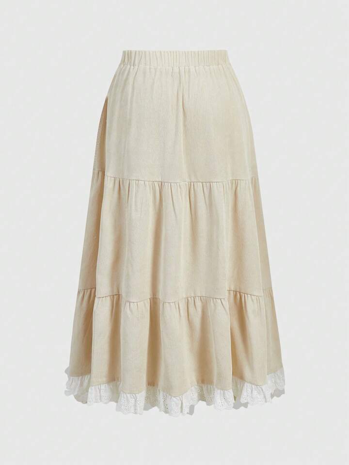 Our Fairycore Women's Plus Size Flower Embroidered Skirt is