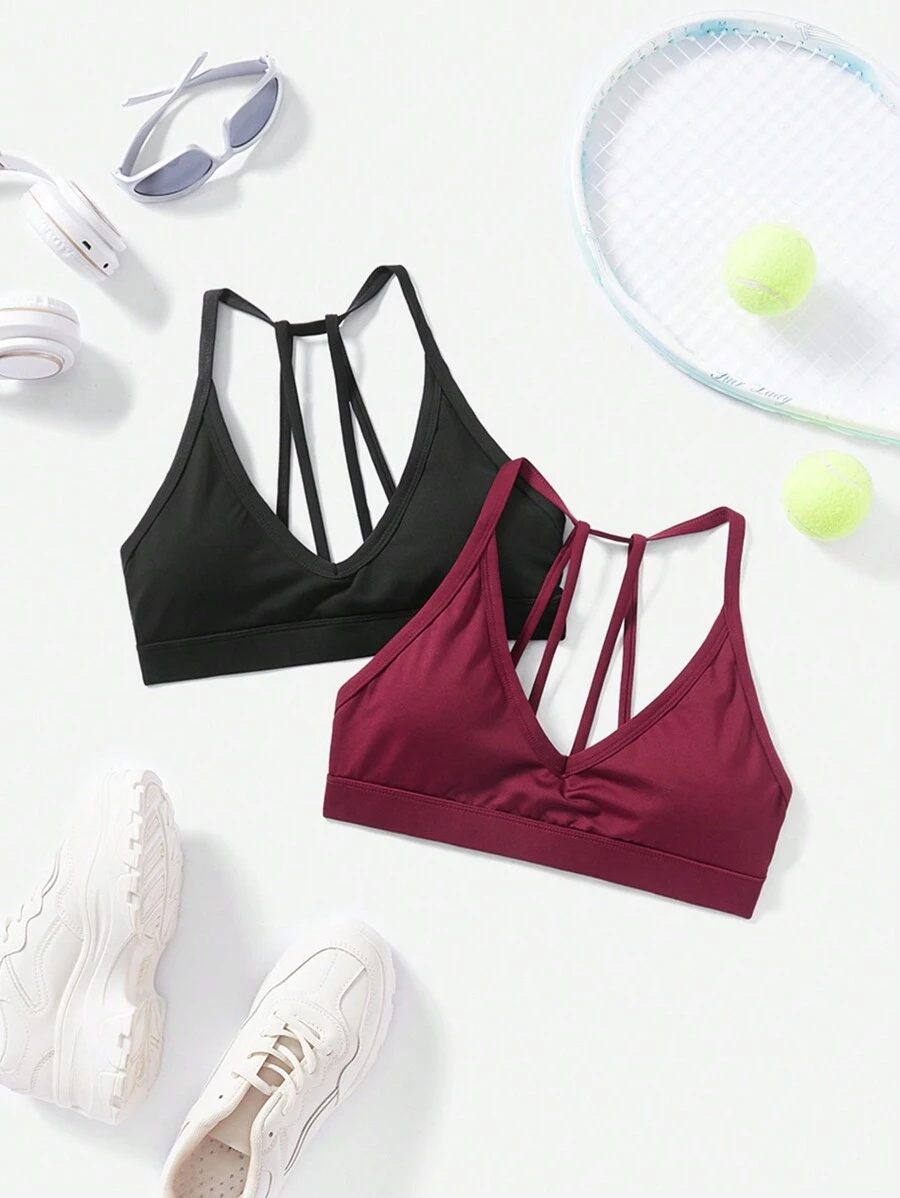 Menodora SHEIN Sport 女士背部多帶支撐運動內衣 - 彩色 - 查看 1