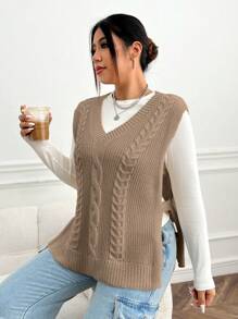 SHEIN EZwear Women's Plus Size Knitted Sweater Vest