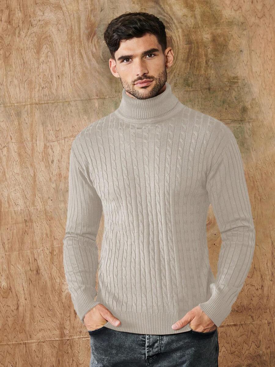 RueChic Men's Turtleneck Sweater - Apricot - View 1