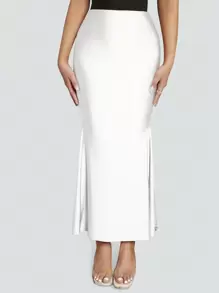 SHEIN SXY Mermaid Tail Hem Skirt For Women - White - View 4