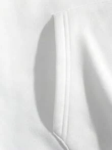 SHEIN EZwear 女性格言印花彩色連帽運動衫,帶有束口設計 - 彩色 - 查看 3