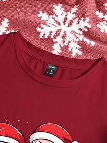 SHEIN EZwear 女士大尺碼聖誕印花t恤