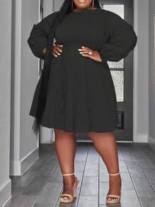 SHEIN Clasi 大尺碼連身裙 - 黑色 - 查看 1
