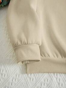 SHEIN EZwear Women's Sweatshirt With Books And Stars Print - Beige - View 3