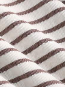 DAZY Sudadera oversize con hombros caídos, detalles de parche y rayas, manga larga, unisex, ropa de otoño, ropa de vuelta al colegio - Multicolor - Ver 8