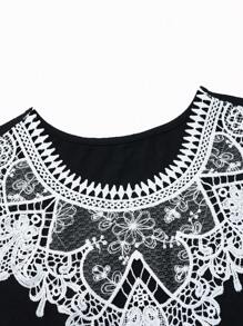 Celure 大碼蕾絲拼接A字洋裝 - 黑色 - 查看 4