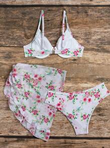 Swim Mod Floral Print Bikini Set For Summer - Multicolor - View 4