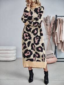 SHEIN LUNE Của phụ nữ In hoa Báo Áo cao cổ Đầm Áo len - Nhiều màu - Xem 4