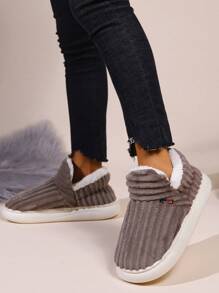 女士絨面防滑冬季家居拖鞋,厚底保暖柔軟毛絨拖鞋,適用於室內/室外