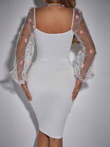 Zolique Women's Floral Embroidery Mesh Dress - Multicolor - View 2