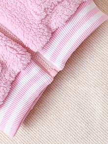 女嬰毛絨卡通設計夾克外套 - 粉色 - 查看 8