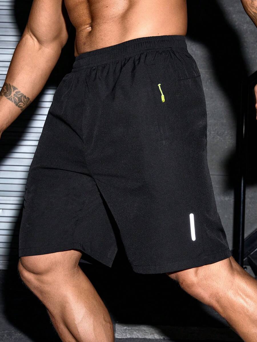 Manfinity Sport Corelite Men Zipper Slant Pocket Sports Shorts - Black - View 1