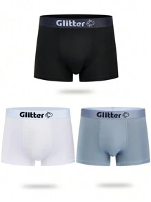 Men's Plain Knitted Fabric Trunks With Medium Stretch Basics Underwear - Multicolor - View 3