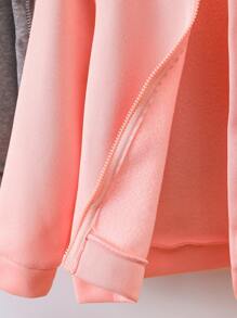 SHEIN Young Girl 2pcs Solid Zip Up Hooded Jacket - Multicolor - View 3