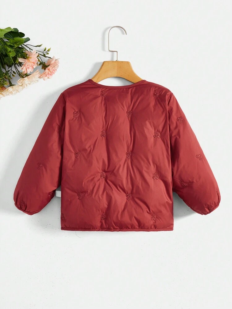 Boys' Baby Cherry Embroidery Winter Jacket