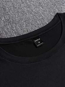 Manfinity Homme Men's Christmas Letter & Cartoon Printed Short Sleeve T-shirt - Black - View 7