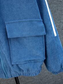 Tween Boys' Thick Corduroy Hooded Jacket With Thermal Lined , Navy Blue