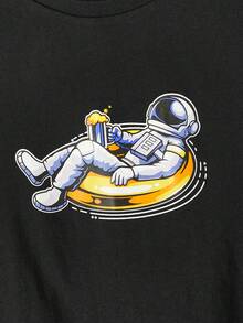 Manfinity RebelGame 男士針織休閒印花t卹 - 黑色 - 查看 4