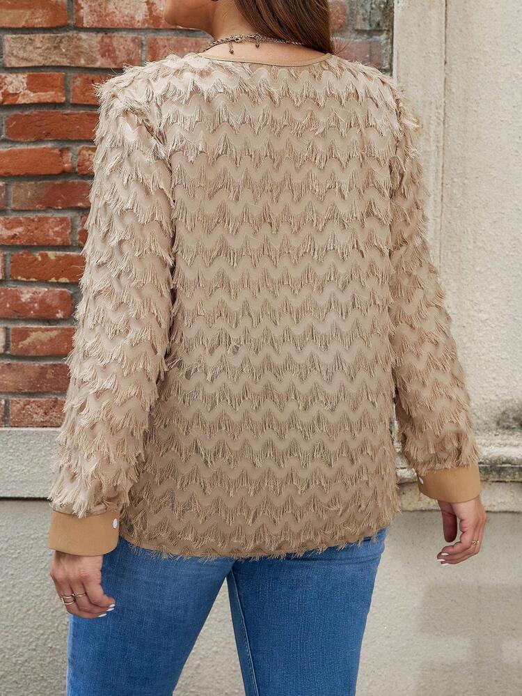 Plus Size Fringed Hem Shirt