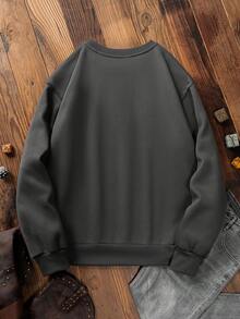 SHEIN LUNE Của phụ nữ In Bông tuyết Thả vai Lông cừu Áo nỉ - Màu xám đen - Xem 2
