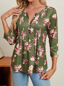 EMERY ROSE In Hoa Áo thun - Màu đỏ tím - Xem 1