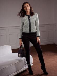 MOTF Classy TWEED CONTRAST TRIM JACKET - Grey - View 2