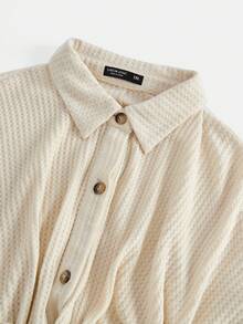 SHEIN Maternity Plus Drawstring Waist Shirt Dress - Apricot - View 7