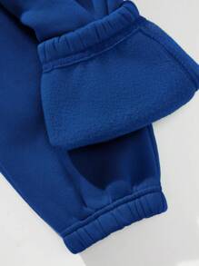 Flirla Letter Grafische Trekkoord Thermische Gevoerde Hoodie & Joggingbroek