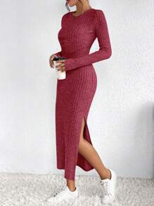 SHEIN Frenchy Vestido Para Mujer Con Abertura Alta - Rosa Fucsia - Ver 1