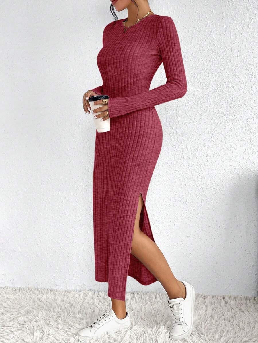 SHEIN Frenchy Vestido Para Mujer Con Abertura Alta - Rosa Fucsia - Ver 1