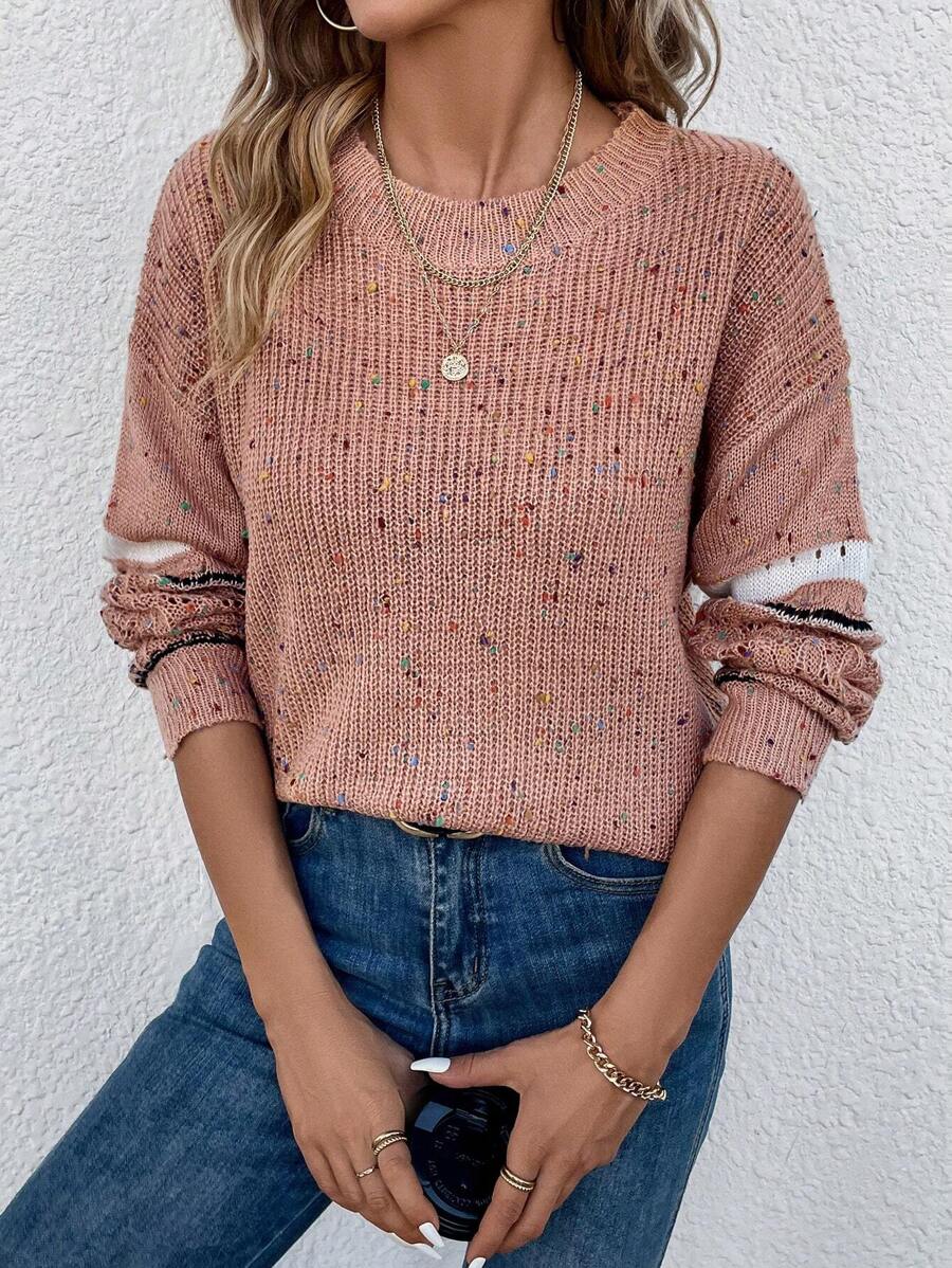 SHEIN LUNE Suéter Con Tinte Espacial Para Mujer - Rosa vieja - Ver 1