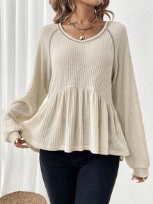 SHEIN LUNE 女士格紋荷葉邊t恤