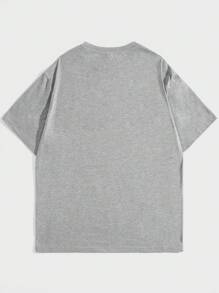 Manfinity VCAY Áo thun nam tay ngắn in hình trái tim giản dị - Màu Xám nhạt - Xem 2