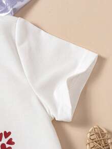 SHEIN 女童休閒字母愛心圓領t卹適合春夏 - 白色 - 查看 4