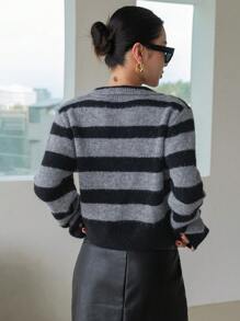 Dazy Designer Của phụ nữ Sọc Áo len Với Quay xuống Vòng cổ Và Thả vai - Nhiều màu - Xem 6