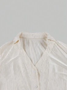 SHEIN Unity Của phụ nữ Bùng nổ Tay áo Textured Áo sơ mi - Màu vàng - Xem 5