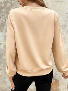 SHEIN LUNE In Giáng sinh Áo nỉ - Màu be - Xem 2