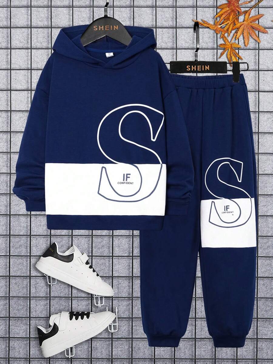 Cậu bé Tween Hai âm Đồ họa Hoạt hình Áo Hoodie & Quần thể thao - Màu Đỏ Sâu - Xem 1