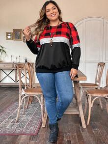 EMERY ROSE Plus Size Casual Sweatshirt For Daily Wear - Multicolor - View 3